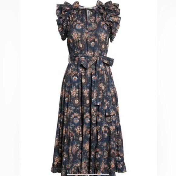 ULLA JOHNSON Virginia Midi Dress in Twilight Sz 6 - Picture 5 of 6
